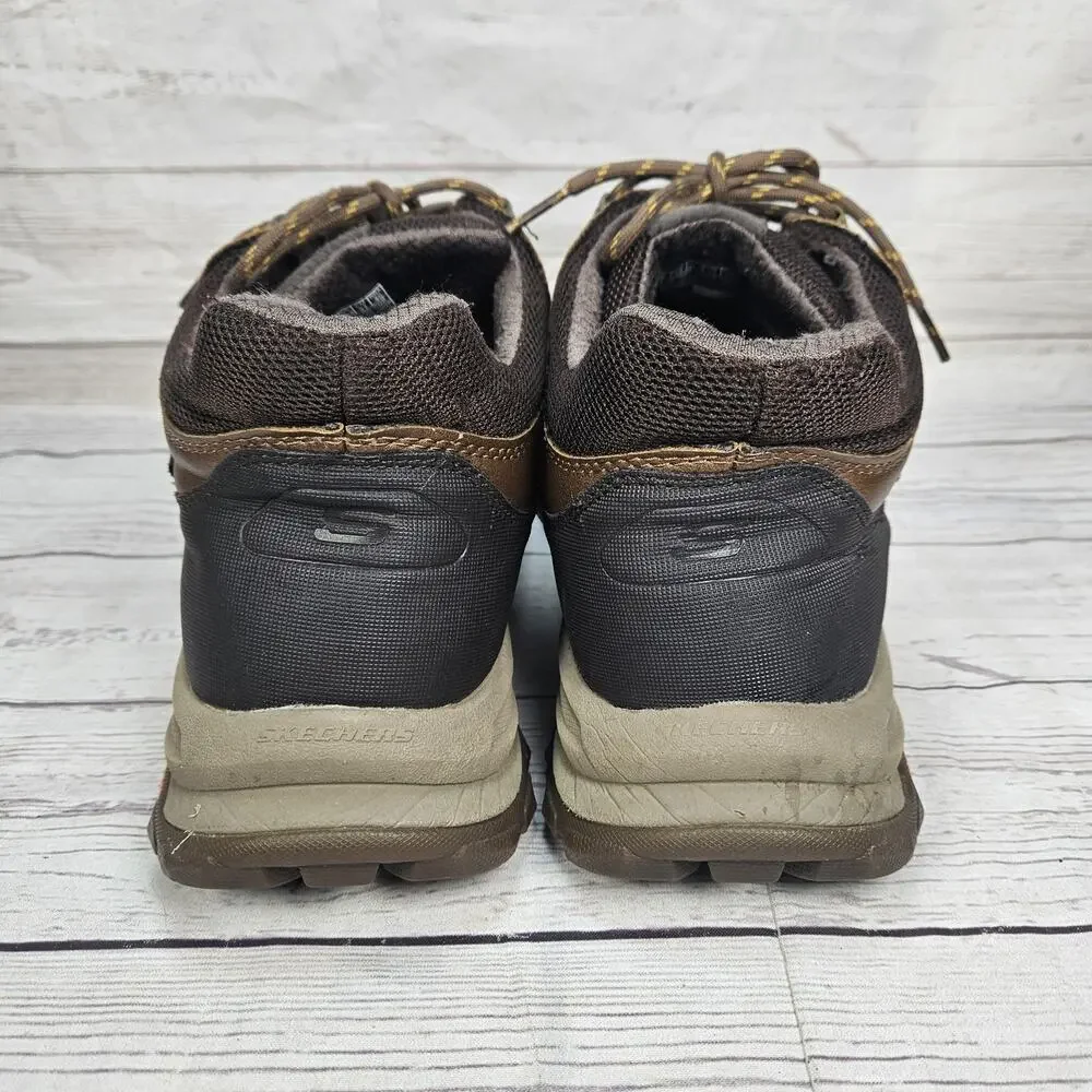 Men's Skechers Waterproof Zeller Low Hiking Boots Brown Leather Size 13